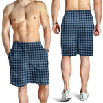 Deep Blue Houndstooth Pattern Print Men's Shorts