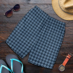Deep Blue Houndstooth Pattern Print Men's Shorts