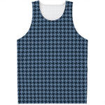 Deep Blue Houndstooth Pattern Print Men's Tank Top