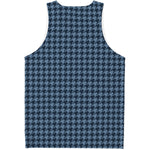 Deep Blue Houndstooth Pattern Print Men's Tank Top