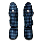 Deep Blue Houndstooth Pattern Print Muay Thai Shin Guard