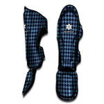 Deep Blue Houndstooth Pattern Print Muay Thai Shin Guard
