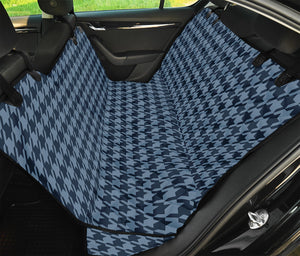 Deep Blue Houndstooth Pattern Print Pet Car Back Seat Cover