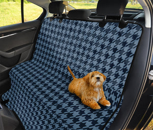 Deep Blue Houndstooth Pattern Print Pet Car Back Seat Cover