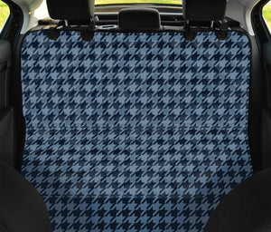 Deep Blue Houndstooth Pattern Print Pet Car Back Seat Cover