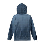 Deep Blue Houndstooth Pattern Print Pullover Hoodie