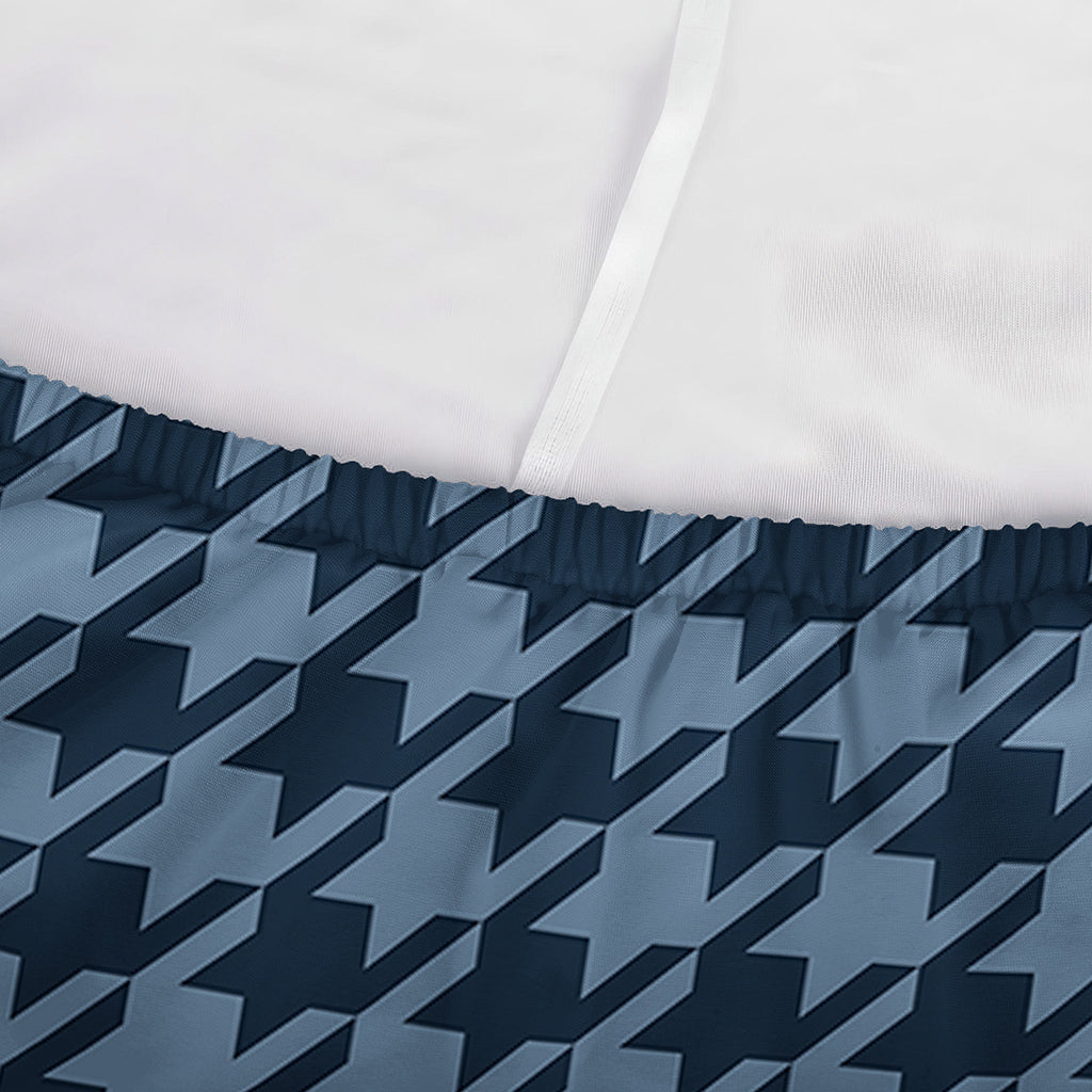 Deep Blue Houndstooth Pattern Print Sofa Cover