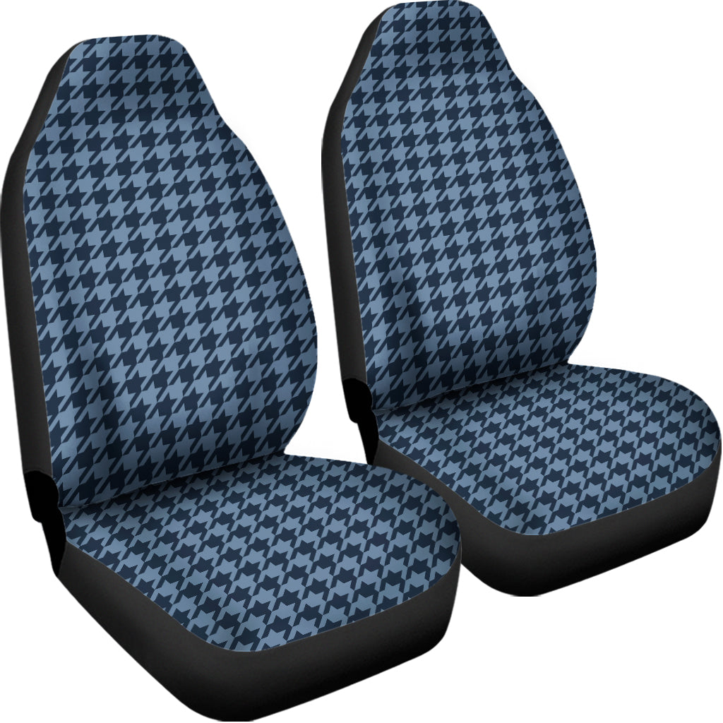 Deep Blue Houndstooth Pattern Print Universal Fit Car Seat Covers