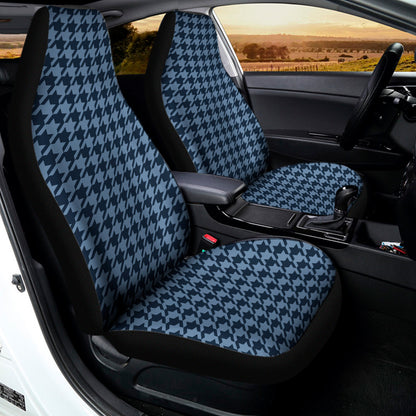 Deep Blue Houndstooth Pattern Print Universal Fit Car Seat Covers