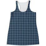 Deep Blue Houndstooth Pattern Print Women's Racerback Tank Top