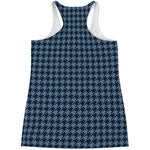 Deep Blue Houndstooth Pattern Print Women's Racerback Tank Top
