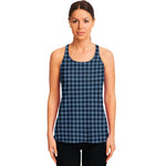 Deep Blue Houndstooth Pattern Print Women's Racerback Tank Top