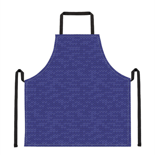 Deep Blue Knitted Pattern Print Apron
