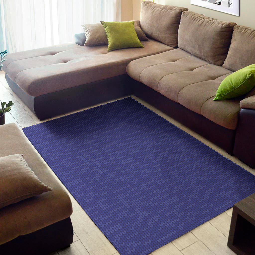 Deep Blue Knitted Pattern Print Area Rug
