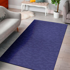 Deep Blue Knitted Pattern Print Area Rug
