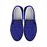 Deep Blue Knitted Pattern Print Black Slip On Shoes
