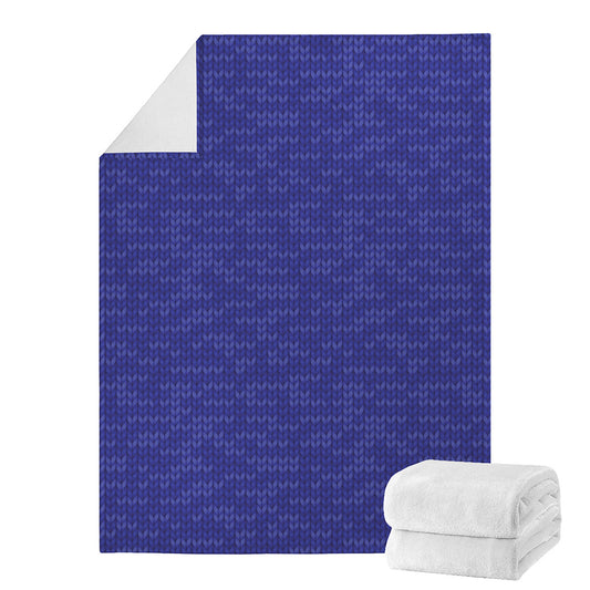 Deep Blue Knitted Pattern Print Blanket
