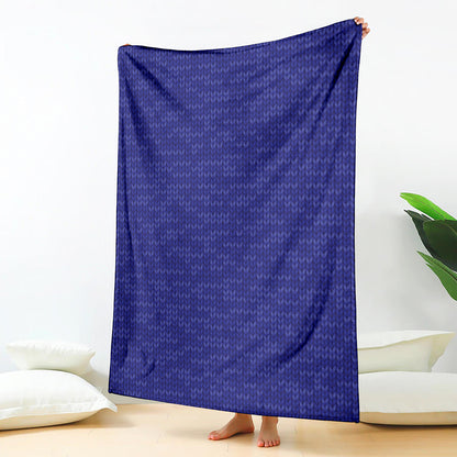 Deep Blue Knitted Pattern Print Blanket
