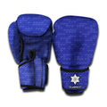 Deep Blue Knitted Pattern Print Boxing Gloves