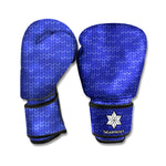 Deep Blue Knitted Pattern Print Boxing Gloves