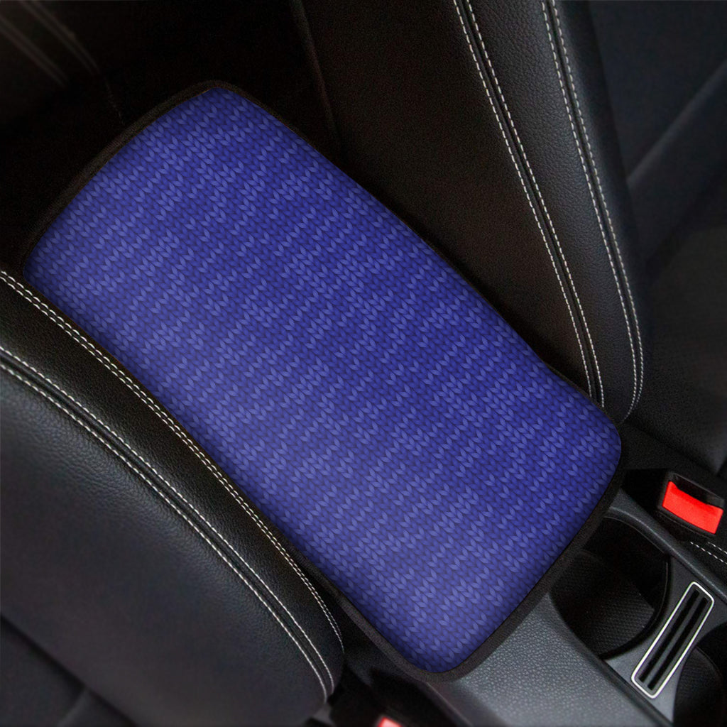 Deep Blue Knitted Pattern Print Car Center Console Cover