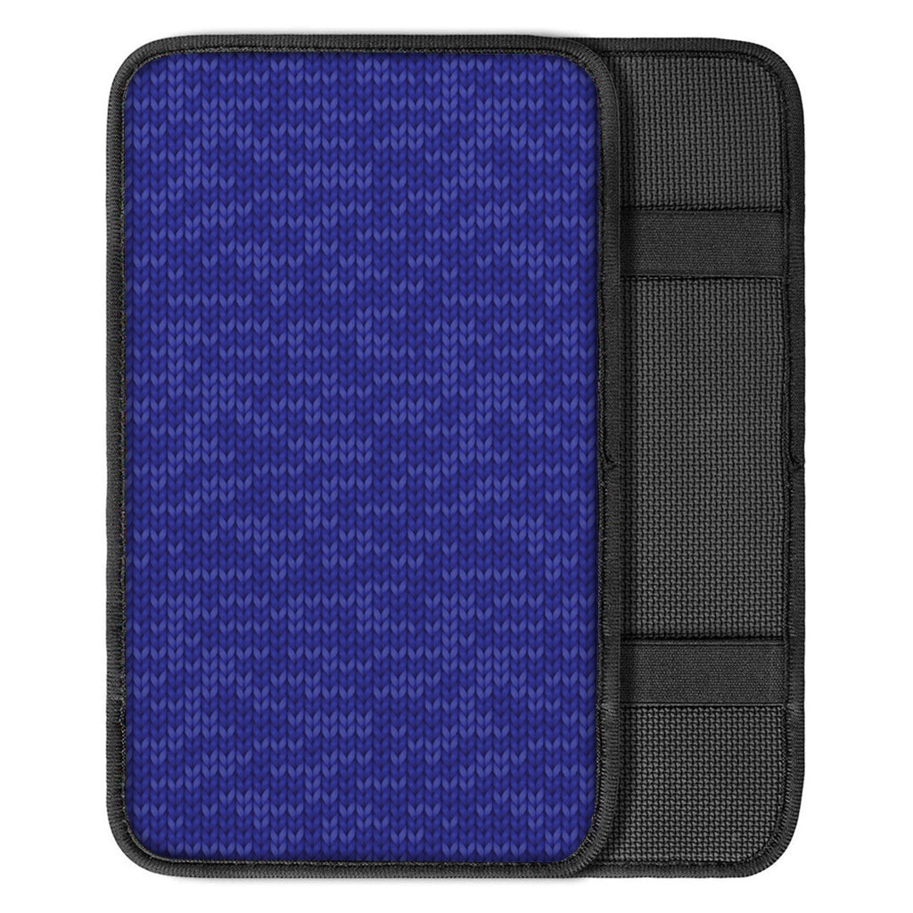 Deep Blue Knitted Pattern Print Car Center Console Cover