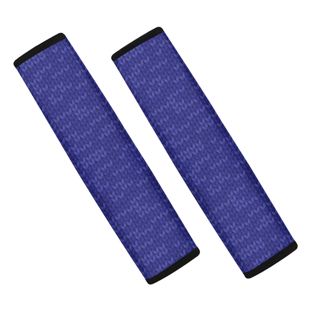 Deep Blue Knitted Pattern Print Car Seat Belt Covers