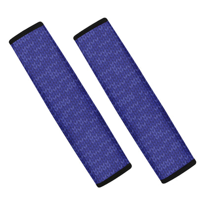 Deep Blue Knitted Pattern Print Car Seat Belt Covers