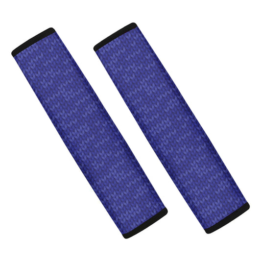 Deep Blue Knitted Pattern Print Car Seat Belt Covers