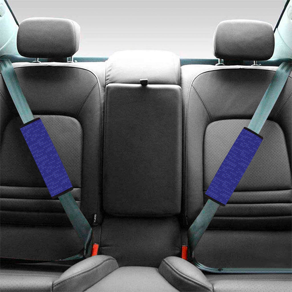 Deep Blue Knitted Pattern Print Car Seat Belt Covers