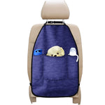 Deep Blue Knitted Pattern Print Car Seat Organizers