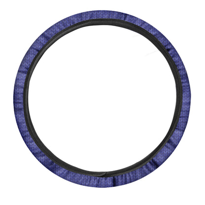 Deep Blue Knitted Pattern Print Car Steering Wheel Cover