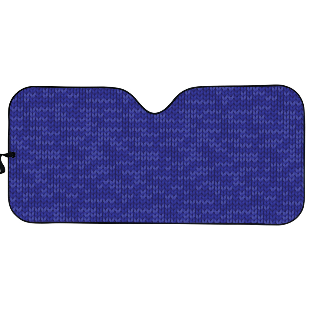 Deep Blue Knitted Pattern Print Car Sun Shade