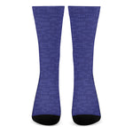 Deep Blue Knitted Pattern Print Crew Socks