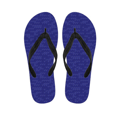 Deep Blue Knitted Pattern Print Flip Flops