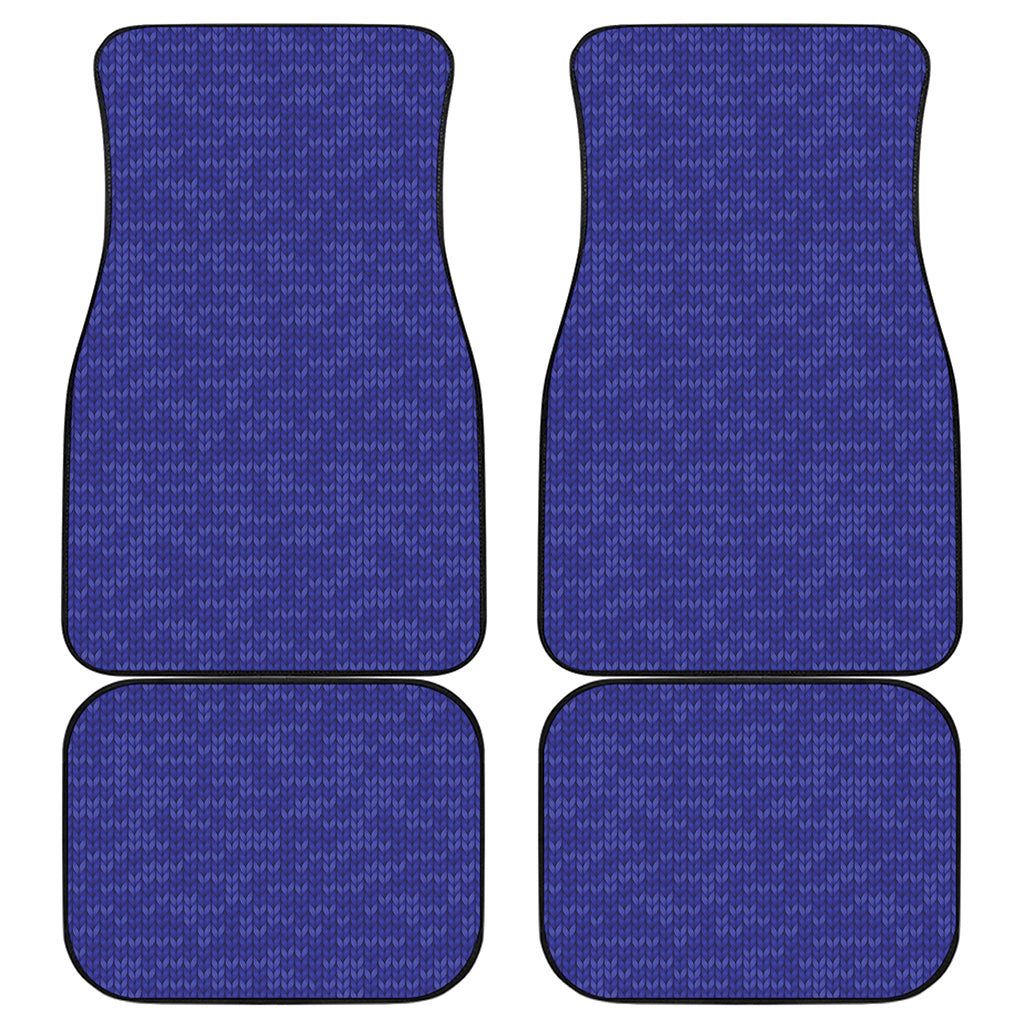 Deep Blue Knitted Pattern Print Front and Back Car Floor Mats