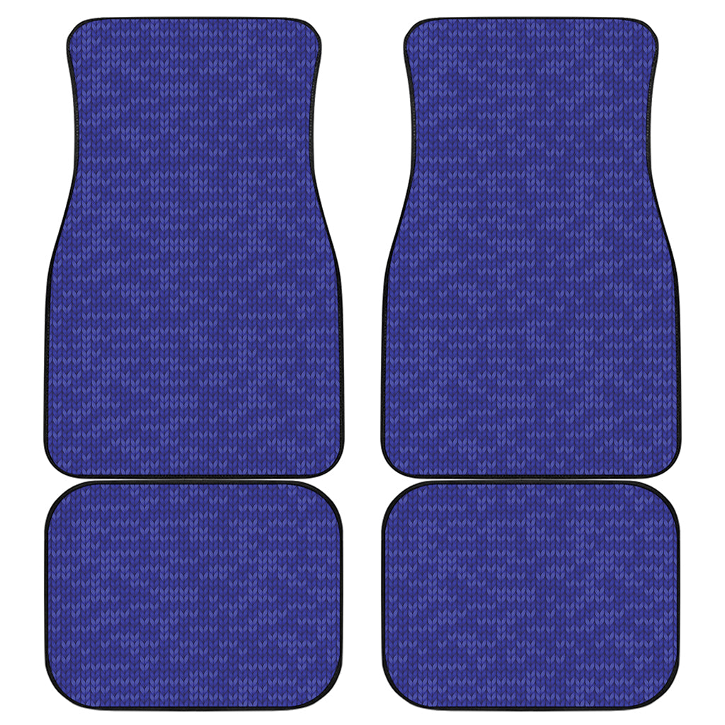 Deep Blue Knitted Pattern Print Front and Back Car Floor Mats