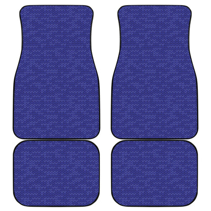 Deep Blue Knitted Pattern Print Front and Back Car Floor Mats