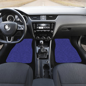 Deep Blue Knitted Pattern Print Front and Back Car Floor Mats