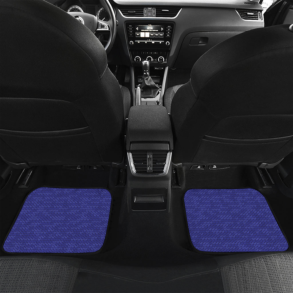 Deep Blue Knitted Pattern Print Front and Back Car Floor Mats