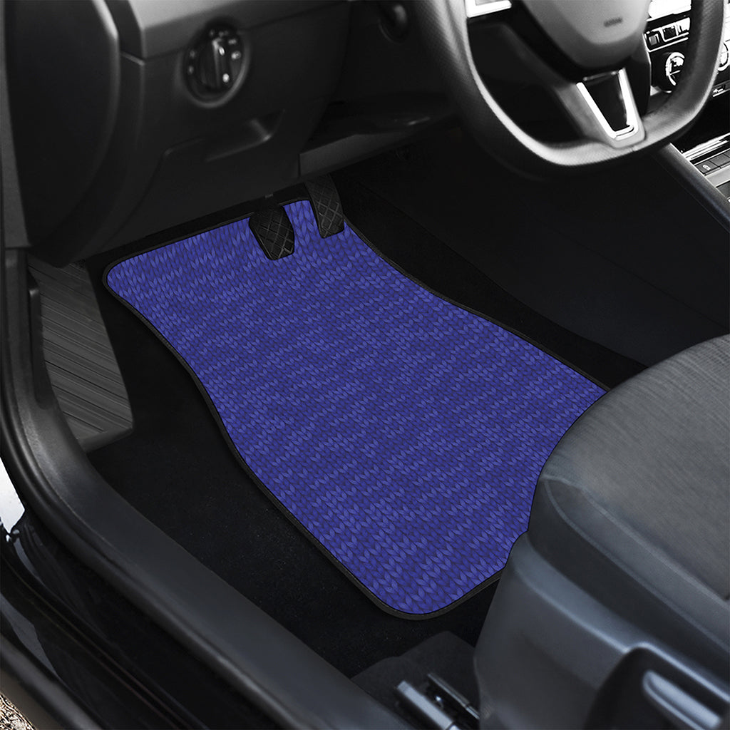 Deep Blue Knitted Pattern Print Front and Back Car Floor Mats