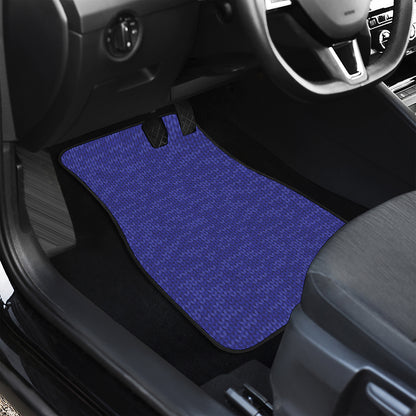 Deep Blue Knitted Pattern Print Front and Back Car Floor Mats