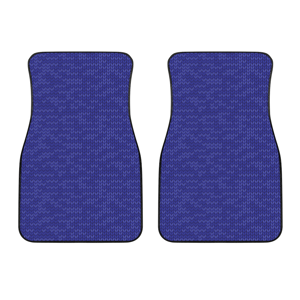 Deep Blue Knitted Pattern Print Front Car Floor Mats