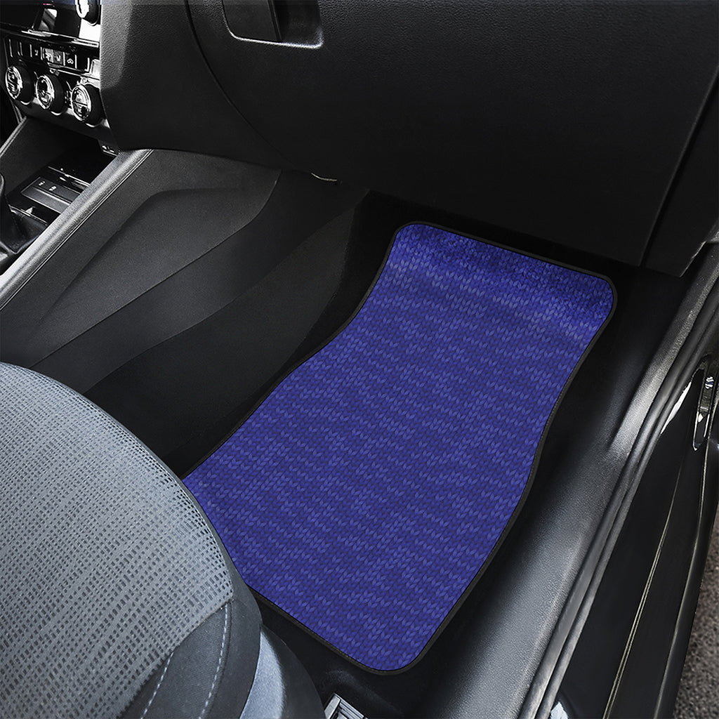 Deep Blue Knitted Pattern Print Front Car Floor Mats