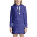 Deep Blue Knitted Pattern Print Pullover Hoodie Dress