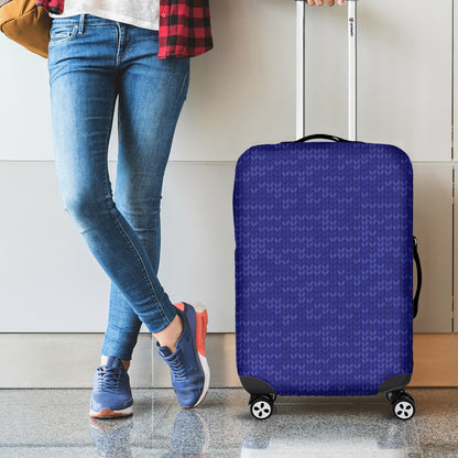 Deep Blue Knitted Pattern Print Luggage Cover