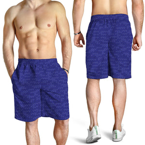 Deep Blue Knitted Pattern Print Men's Shorts