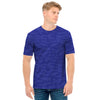 Deep Blue Knitted Pattern Print Men's T-Shirt