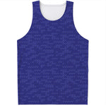 Deep Blue Knitted Pattern Print Men's Tank Top