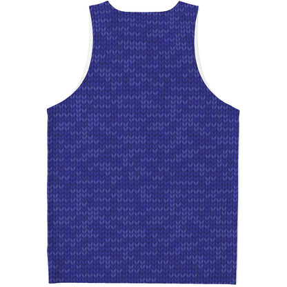 Deep Blue Knitted Pattern Print Men's Tank Top